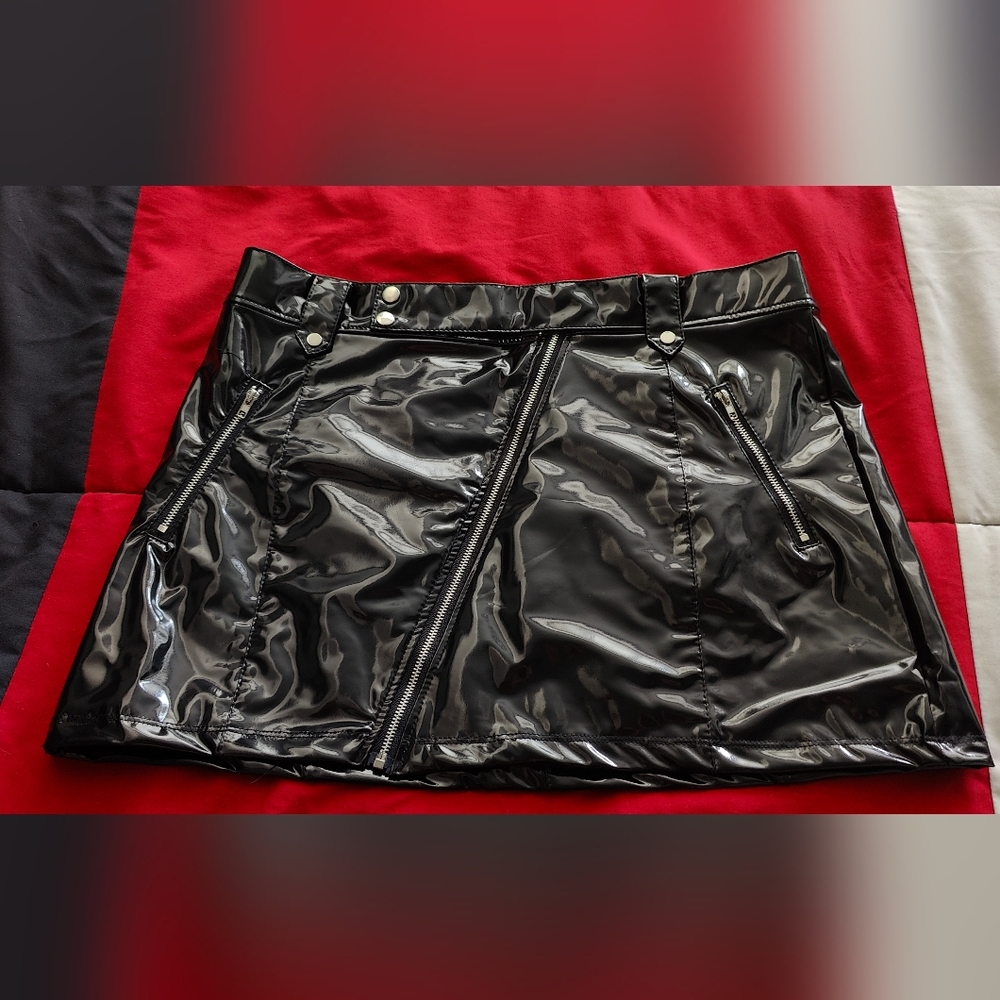 NWT iEFiEL Black PU skirt size 2XL